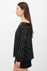 Armani Black & White Mesh Rhinestone Top