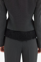 Armani Black & White Stripe Fringe Blazer Pant Suit