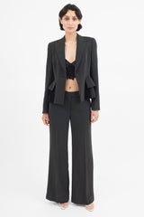 Armani Black & White Stripe Fringe Blazer Pant Suit