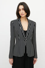 Armani Black & White Striped One Button Blazer