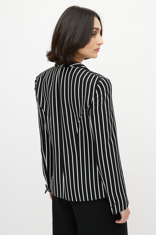 Armani Black & White Striped One Button Blazer