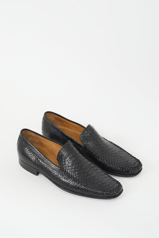 Armani Black Textured Leather Loafer