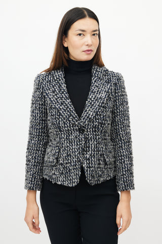 Armani Blue & Multicolour Tweed Blazer