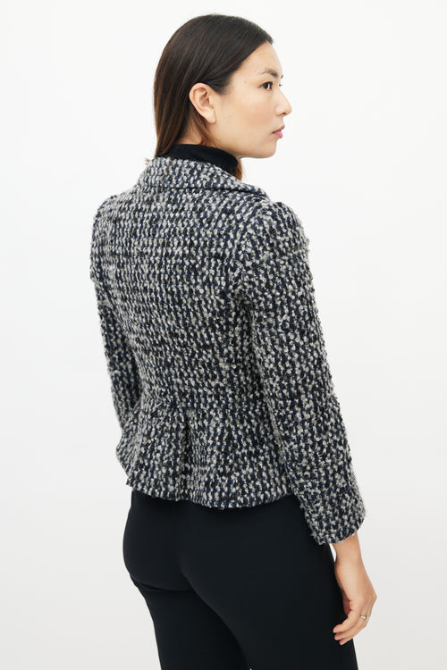 Armani Blue & Multicolour Tweed Blazer