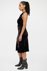 Armani Brown & Black Velvet Midi Dress