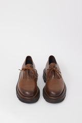 Armani Brown Leather Laceless Platform Oxford