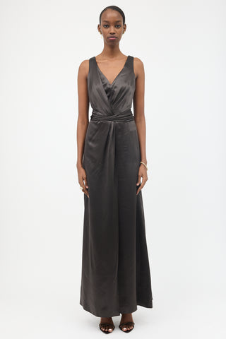 Armani Collezioni Silk Satin Maxi Dress