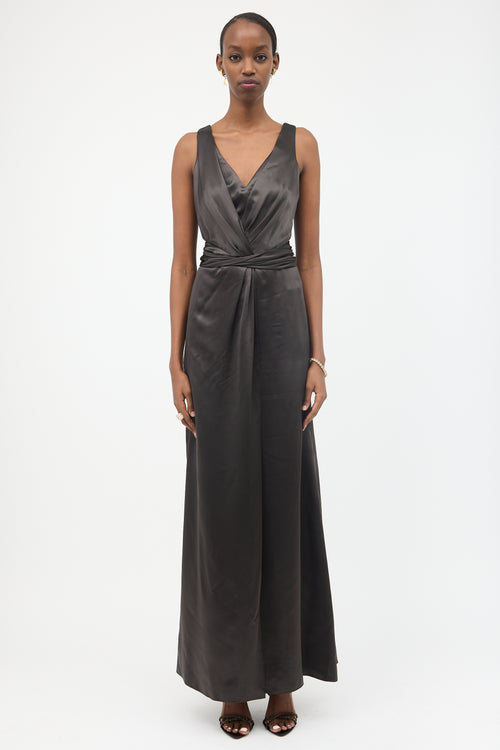 Armani Collezioni Silk Satin Maxi Dress