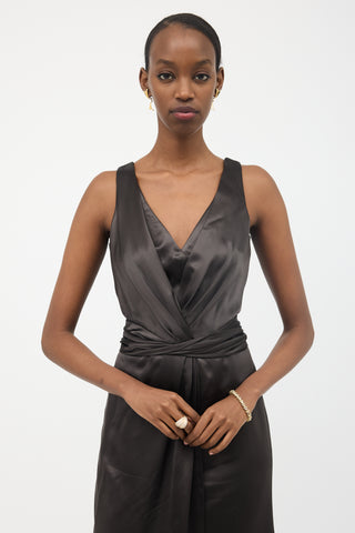 Armani Collezioni Silk Satin Maxi Dress