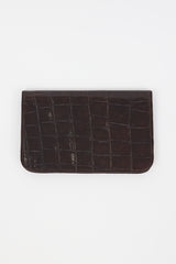 Armani Dark Brown Embossed Leather Clutch