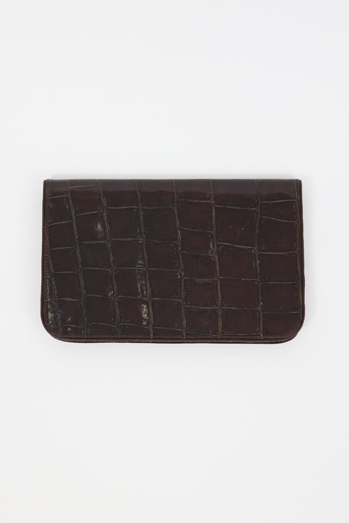 Armani Dark Brown Embossed Leather Clutch