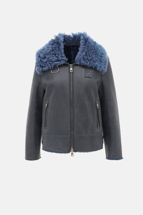 Armani Emporio Leather & Shearling Jacket