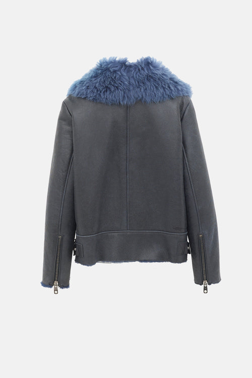 Armani Emporio Leather & Shearling Jacket