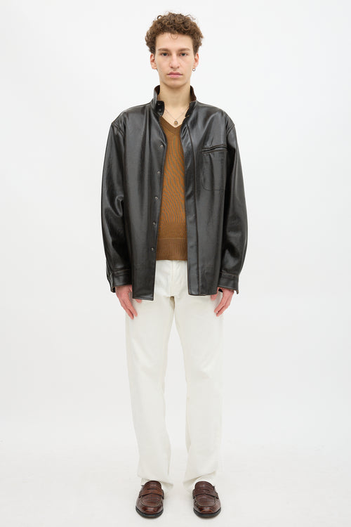 Armani Faux Leather Shirt Jacket