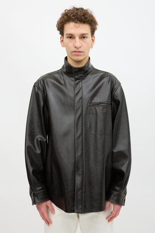 Armani Faux Leather Shirt Jacket