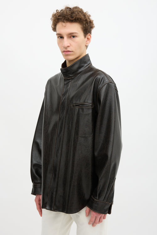 Armani Faux Leather Shirt Jacket