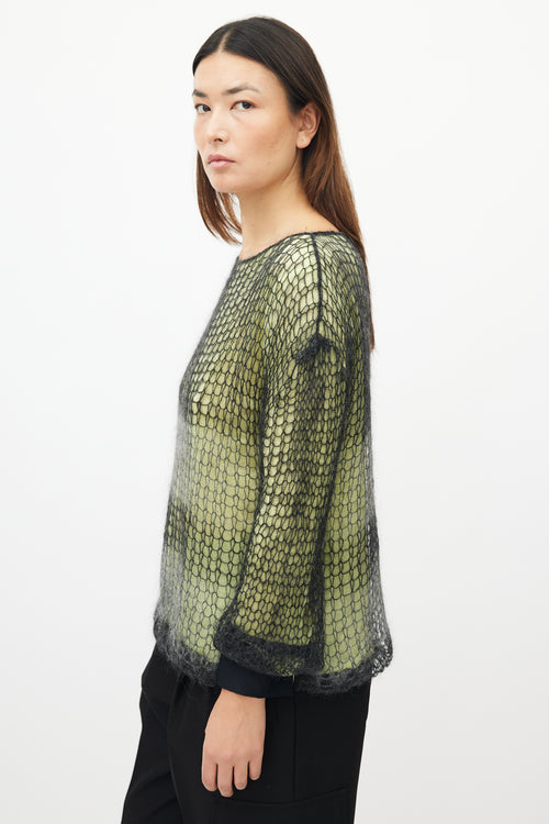Armani Green & Grey Crochet Top