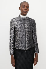 Armani Grey & Black Printed Puffer Jacket