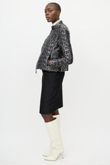 Armani Grey & Black Printed Puffer Jacket