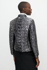 Armani Grey & Black Printed Puffer Jacket