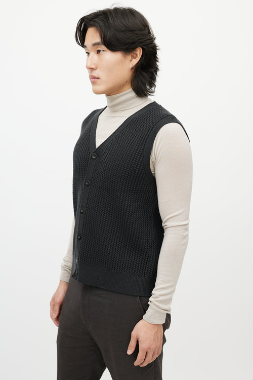 Armani Grey Knit Button Up Vest