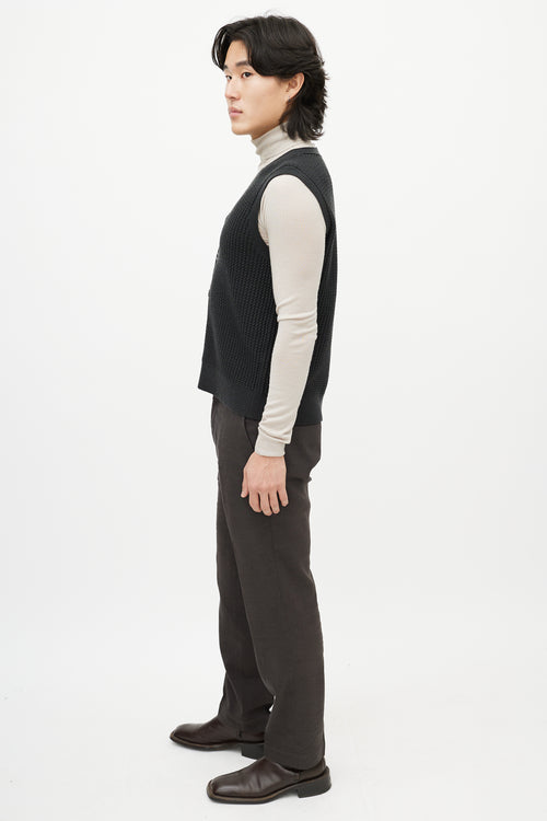 Armani Grey Knit Button Up Vest