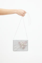 Armani Grey & Purple Floral Beaded Bag