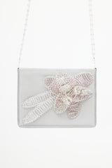 Armani Grey & Purple Floral Beaded Bag