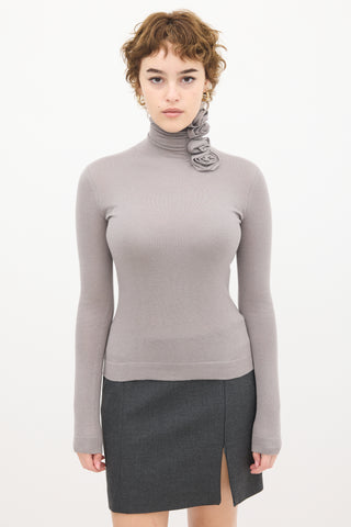 Armani Grey Rosette Knit Sweater