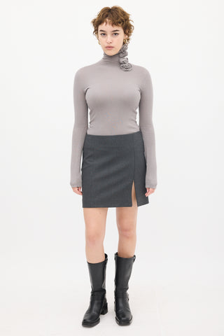 Armani Grey Rosette Knit Sweater