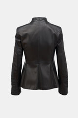 Armani Leather Ruched Jacket