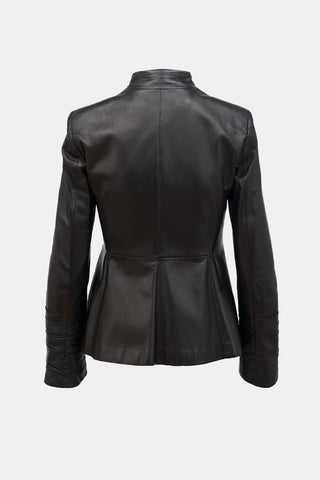 Armani Leather Ruched Jacket