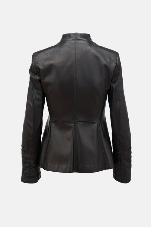 Armani Leather Ruched Jacket