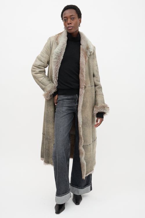 Armani Patterned Suede & Fur Coat