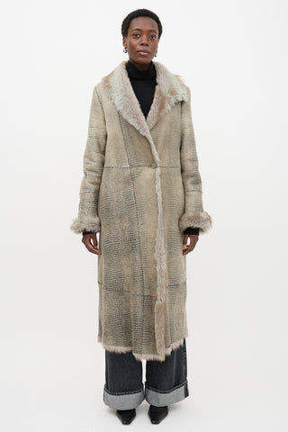 Armani Patterned Suede & Fur Coat