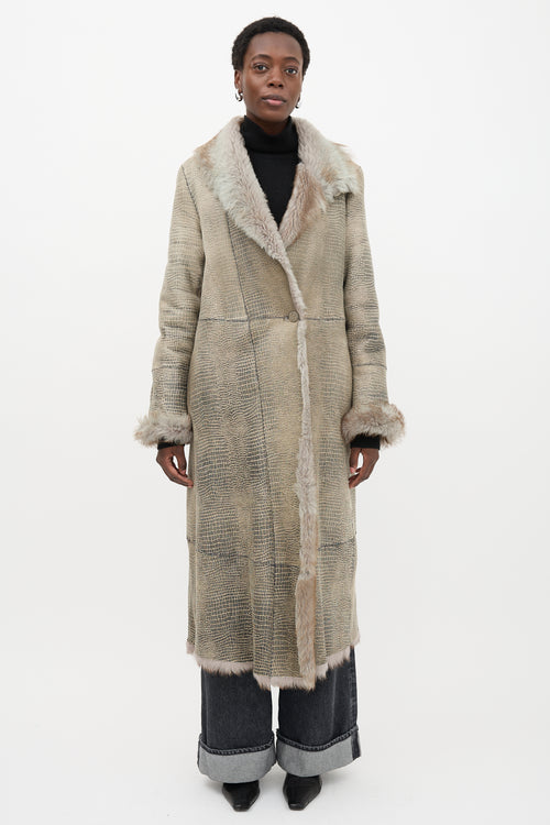 Armani Patterned Suede & Fur Coat