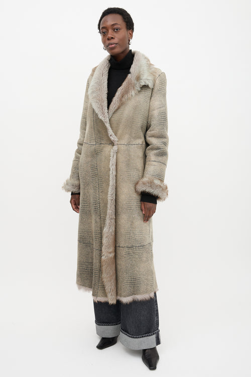 Armani Patterned Suede & Fur Coat