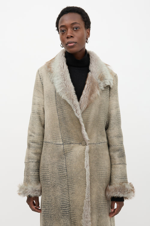 Armani Patterned Suede & Fur Coat