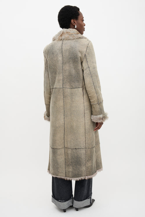 Armani Patterned Suede & Fur Coat