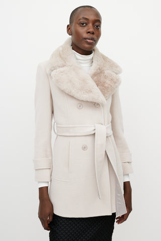 Armani Pink Fur Collar Double Breasted Coat