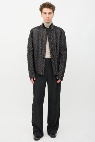 Armani Quilted Leather & Fur Jacket