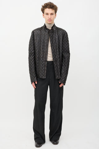 Armani Quilted Leather & Fur Jacket