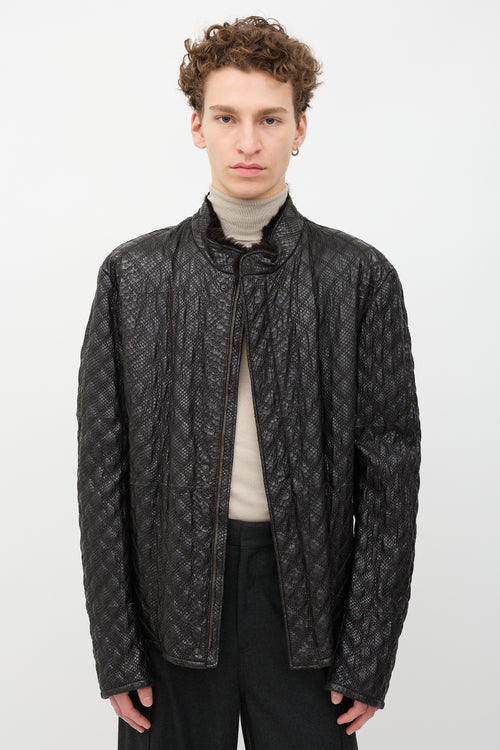 Armani Quilted Leather & Fur Jacket