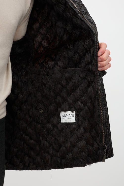 Armani Quilted Leather & Fur Jacket