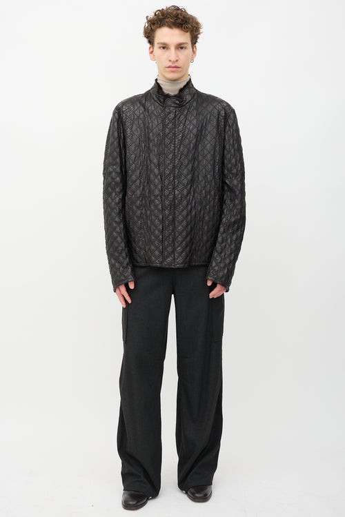 Armani Quilted Leather & Fur Jacket