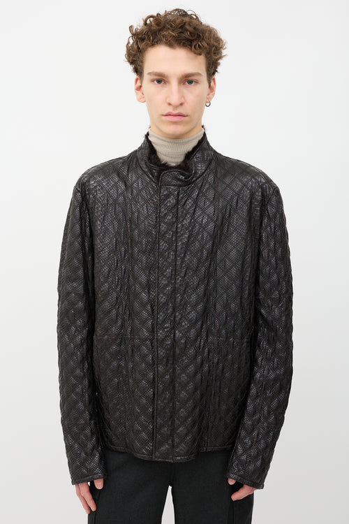 Armani Quilted Leather & Fur Jacket