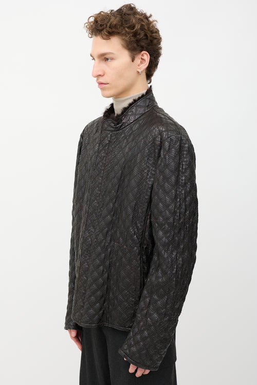 Armani Quilted Leather & Fur Jacket