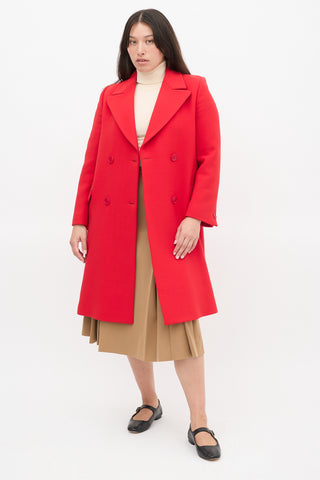 Armani Red Wool Double Breasted Coat