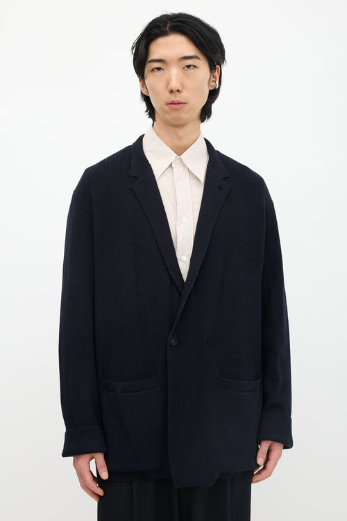 Armani Ribbed Notched Cardigan