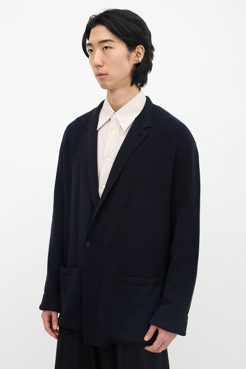 Armani Ribbed Notched Cardigan